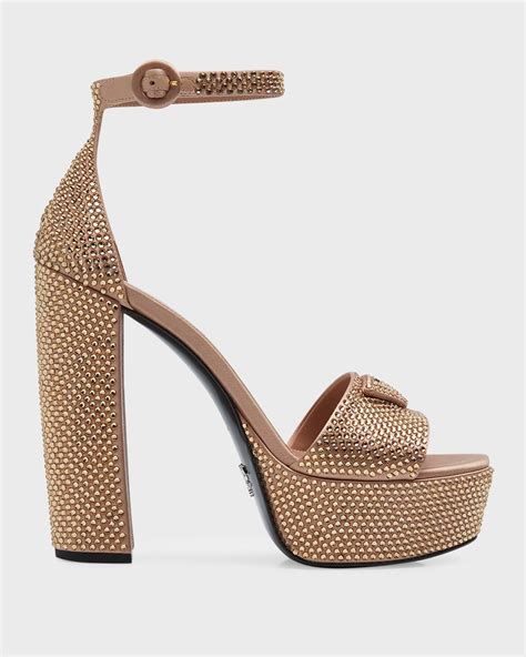 prada cognac leather ankle-strap platform sandals|Prada ladies sandals.